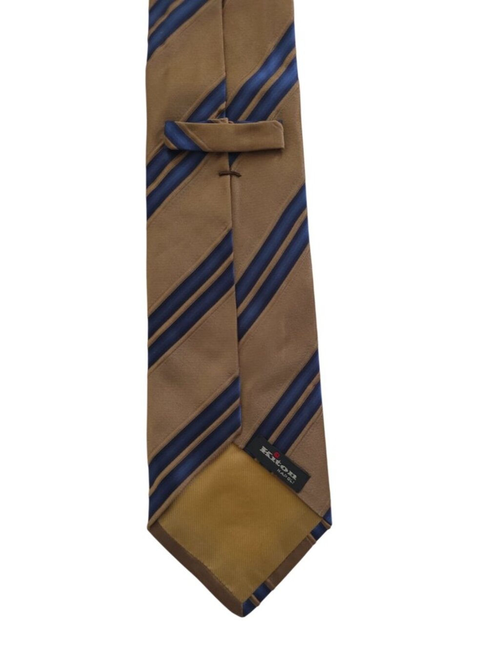 Kiton Napoli Bronze-Brown & Blue Striped 100% Silk Tie - Made In Italy - Picture 2 of 4